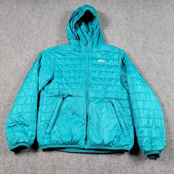 REI Other - REI Co-op Jacket Boys Medium Teal Hooded Insulated Puffer Polyester Winter